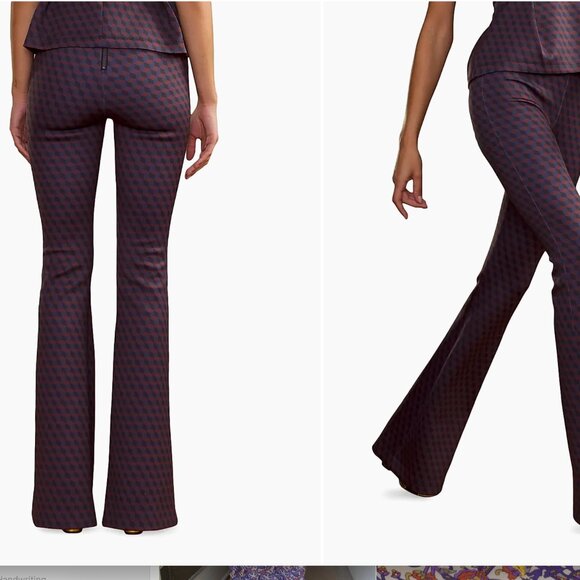 Cynthia Rowley Black Floral  Print bonded Pants SZ 4 flared leg - Picture 8 of 8